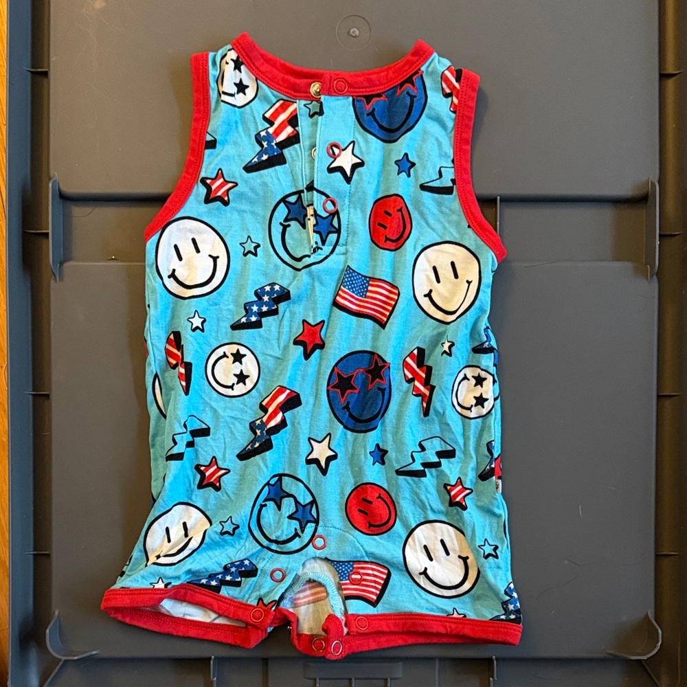 Birdie bean patriotic bamboo romper